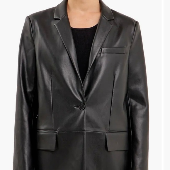 Endless Rose Black Faux Leather Blazer - Picture 4 of 9